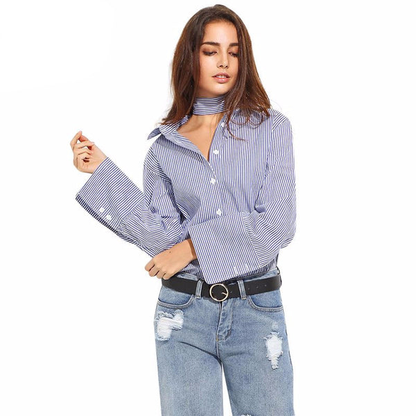Flare Sleeve Striped Shirt | Online Shop | Shirts | Zorket | ZORKET