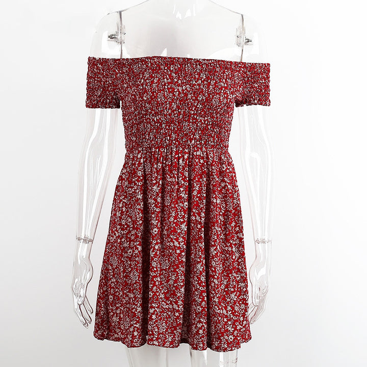 Off Shoulder High Waist Dress With Floral Pattern | Zorket | ZORKET