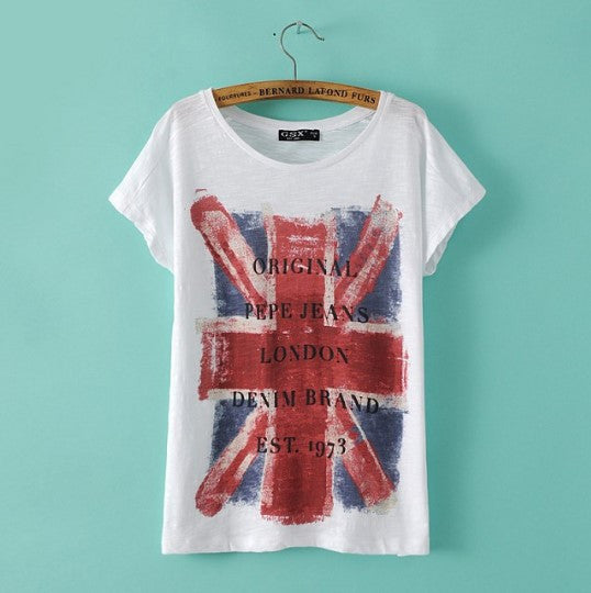 Women's Casual T-Shirt With UK Flag | Buy Female Tops & Tees | Zorket ...