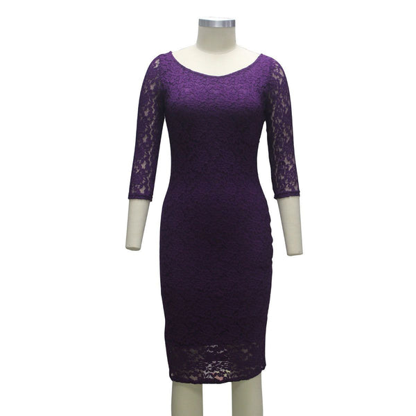 Elegant Bodycon Lace Dress With O-Neck | Online Shopping | Zorket | ZORKET