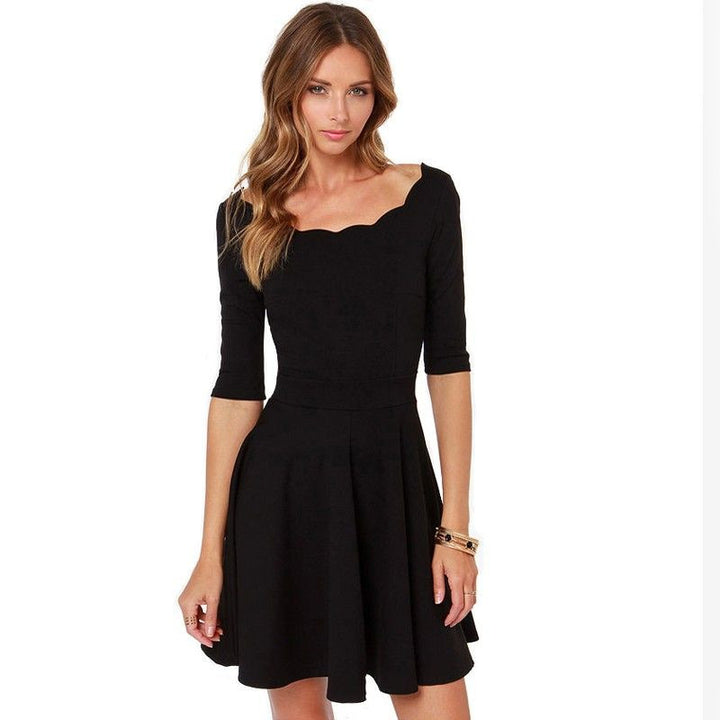 Elegant Mini-Dress With Wave Round Neck | Women's Clothing | Zorket ...