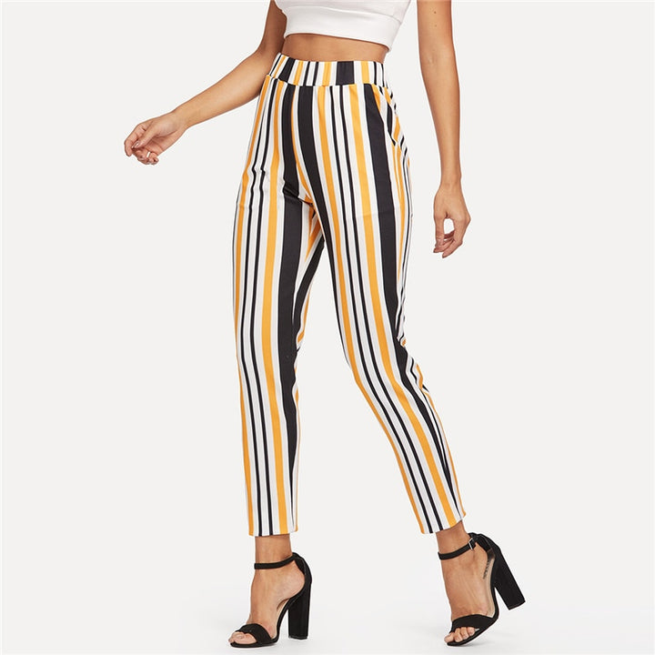 high waisted striped pants