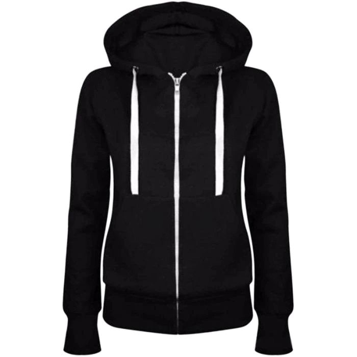 women's white hooded zip up sweatshirt