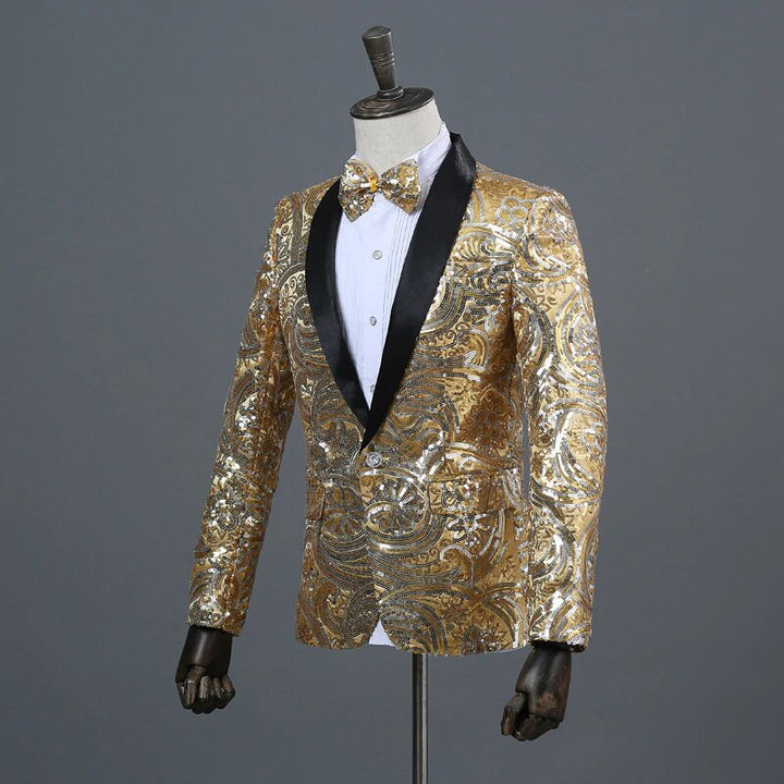 Men's Spring/Autumn Sequined Slim Blazer With Bow Tie | ZORKET | ZORKET