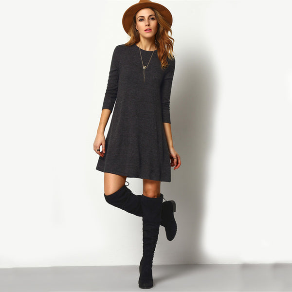 Women's Casual Long Sleeved Sweater Dress | ZORKET