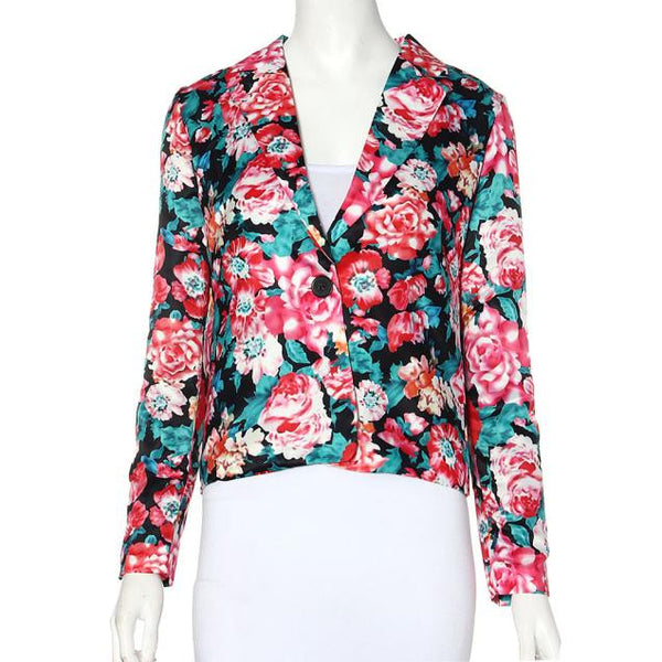 Women's Turn-Down Collar Floral Blazer | ZORKET