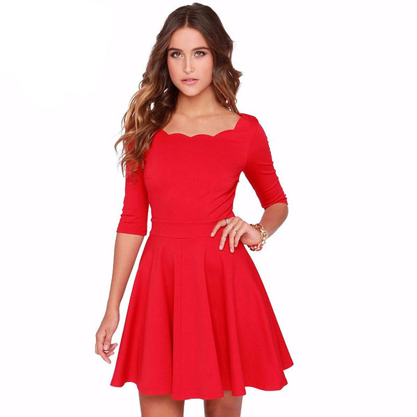 Elegant Mini-Dress With Wave Round Neck | Women's Clothing | Zorket ...