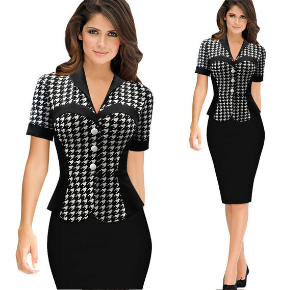 Women's Lapel Dress | Faux Twinset Dress | Office Sheath Bodycon Dress ...