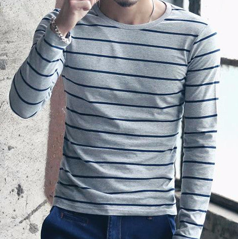 Men's Striped O-Neck Long Sleeve T-Shirt | ZORKET