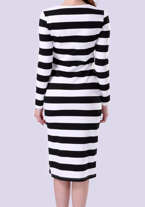 Long Sleeved Striped Casual Women's Dress | ZORKET