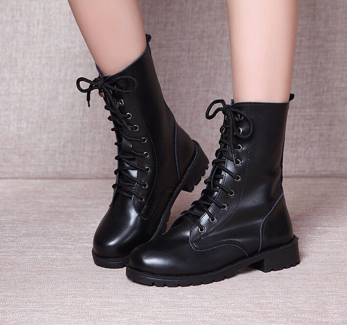 Women's Casual Lace-Up Motorcycle Boots | ZORKET