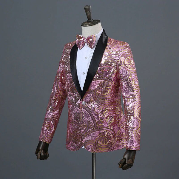 Men's Spring/Autumn Sequined Slim Blazer With Bow Tie | ZORKET | ZORKET