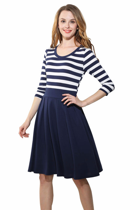 Women's Casual Striped Bodycon Dress | Striped O-Neck Office Dress | ZORKET