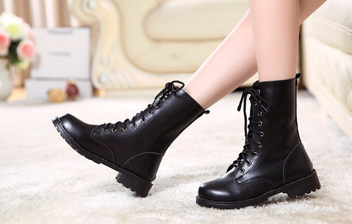 Women's Casual Lace-Up Motorcycle Boots | ZORKET