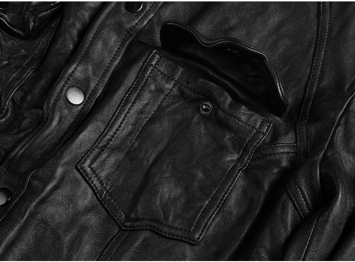 Men's Spring/Autumn Retro Wrinkled Genuine Leather Slim Jacket | ZORKET ...