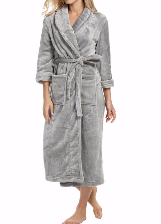 Warm Solid Color Women's Long Bathrobe | Buy Women's Bathrobe | ZORKET ...