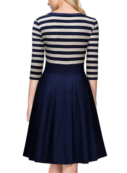 Women's Casual Striped Bodycon Dress | Striped O-Neck Office Dress | ZORKET