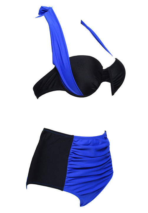 Double Colored Padded Push Up Halter Bikini Set | ZORKET