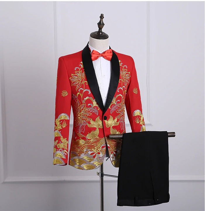 Men's Autumn Shawl Lapel Embroidered Suit With Pants | ZORKET | ZORKET