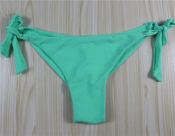Solid Thong Bikini Brazilian Swimwear Adjustable Swimsuit Panties | ZORKET