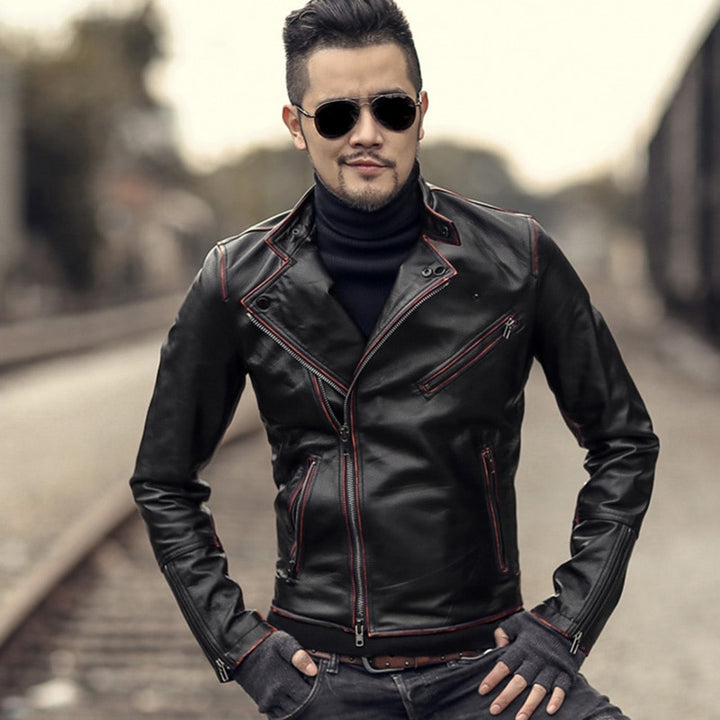 Men's Autumn & Winter Retro Genuine Leather Jacket | Slim Casual Coat ...