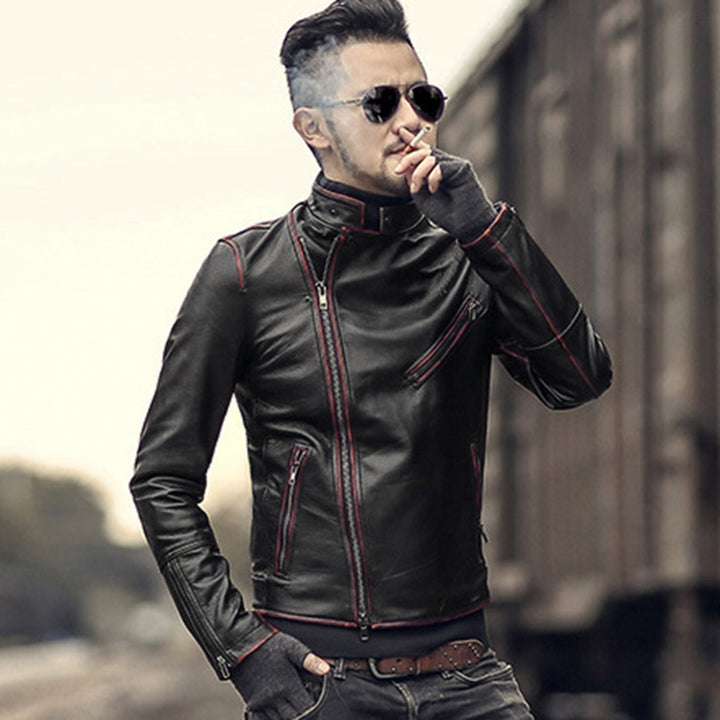 Men's Autumn & Winter Retro Genuine Leather Jacket | Slim Casual Coat ...