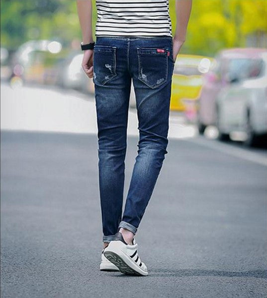 Men's Business Casual Straight Blue Denim Jeans | ZORKET
