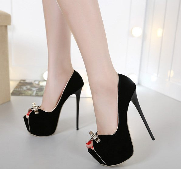Fashion Women's Open Toe Platform Thin Heels Shoes With Bow-Knot Decor ...