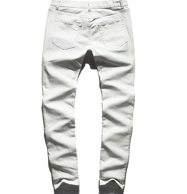 Men's Slim Fit White Color Casual Jeans | ZORKET