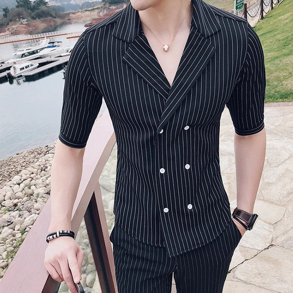 Men's Summer Double-Breasted Suit With Stripes | ZORKET | ZORKET