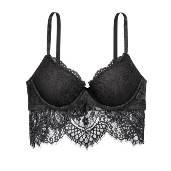 Black Lace-Trimmed Scalloped Push Up Bra | Lace Lingerie Sets | Zorket ...