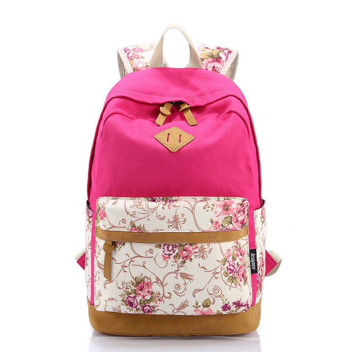 Floral Canvas Laptop Women's Backpack | ZORKET