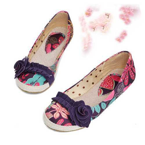 Casual Stylish Female Flats With Flower Print | ZORKET