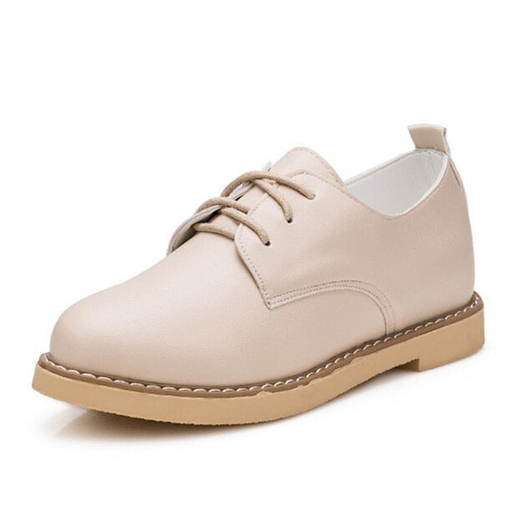 Women's Vintage PU Leather Spring Oxfords | ZORKET