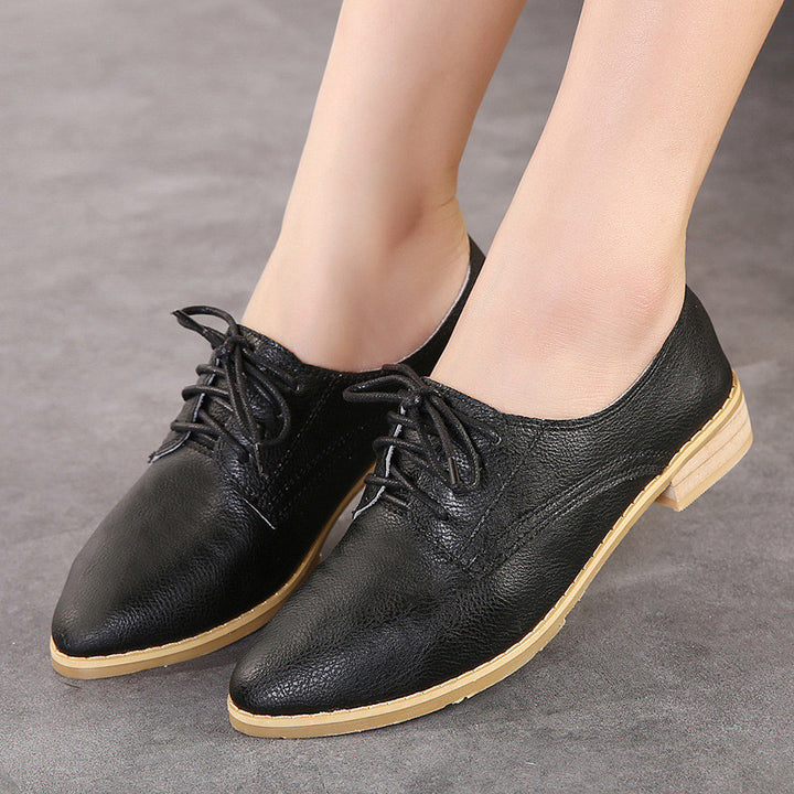 Women's Low Heel Top PU Leather Oxfords | ZORKET