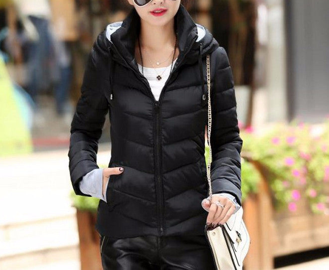 Women's Solid Color Hooded Winter Down Jacket | ZORKET