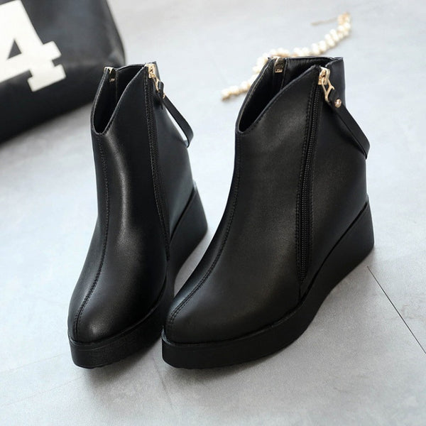 Female PU Leather Pointed Toe Boots | ZORKET