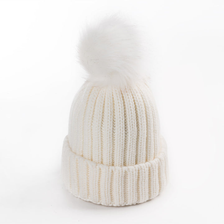 Women's Winter Knitted Hat With Faux Fur Ball | ZORKET