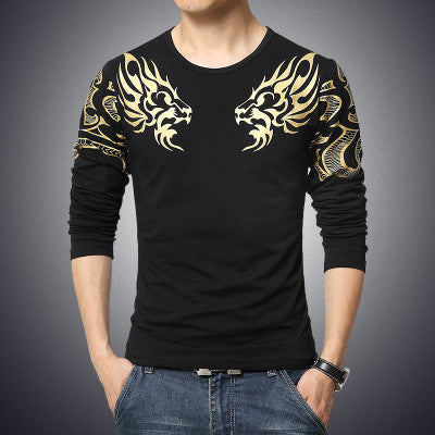 Men's Slim Long Sleeve T-shirt, Printed Dragon | ZORKET
