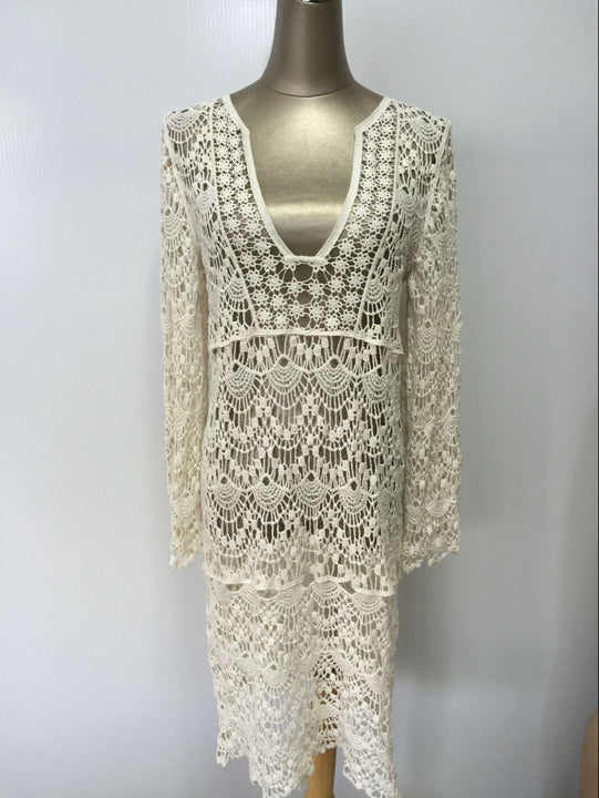 V-Neck Crochet Beach Dress | Zorket | ZORKET