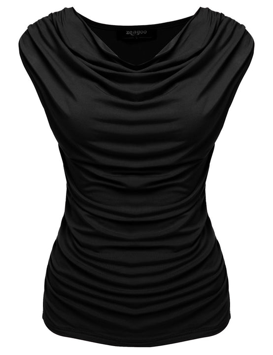 Women's Cowl-Neck Sleeveless Slim T-Shirt | Zorket | ZORKET