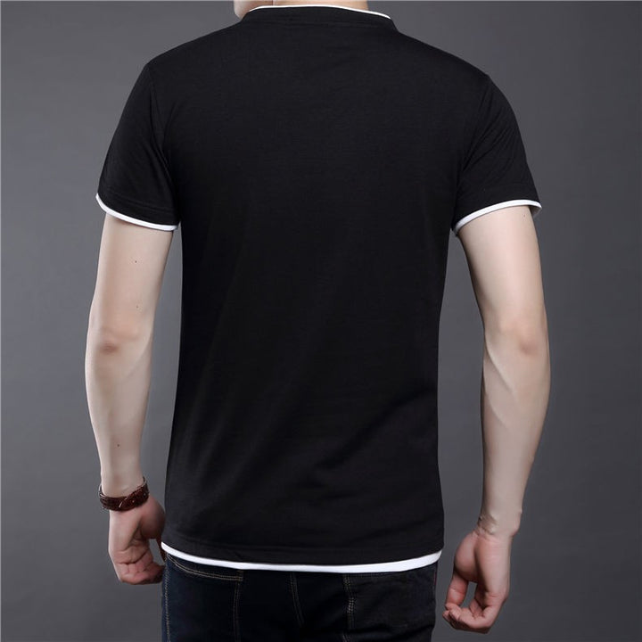 Men's Solid Color Short Sleeve V-Neck T-Shirt | ZORKET