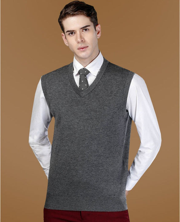 Men's Classic Solid Color V-Neck Sweater Vest | ZORKET