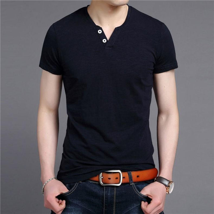 Men's V-Neck Slim Fit Short Sleeve T-Shirt | ZORKET