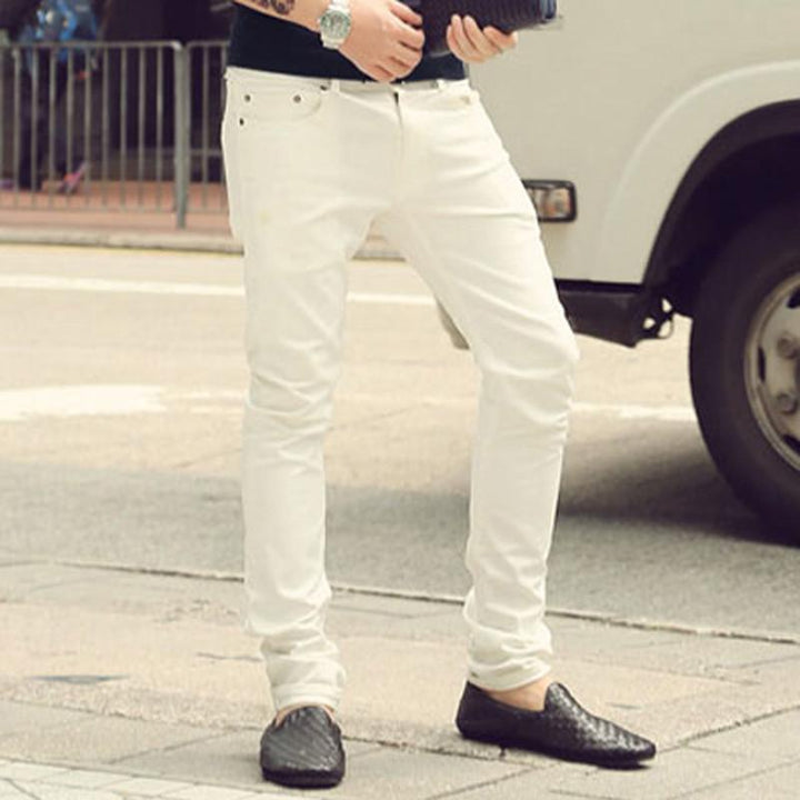 Men's Slim Fit White Color Casual Jeans | ZORKET