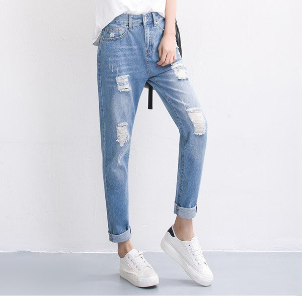 Women's Summer Ripped Boyfriend Jeans | ZORKET