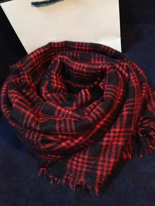 Women's Winter Red Plaid Warm Cashmere Scarf | ZORKET