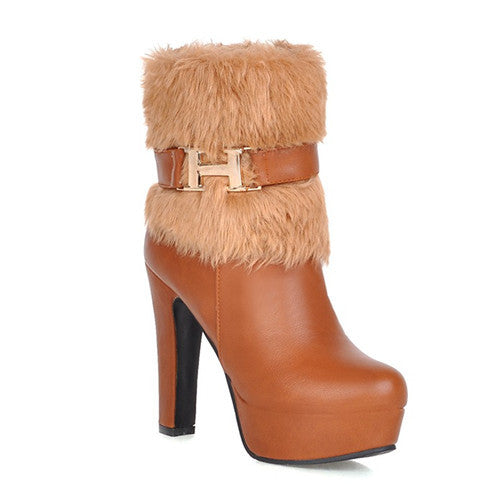 Fur Winter Warm Women's High Heels Boots | ZORKET