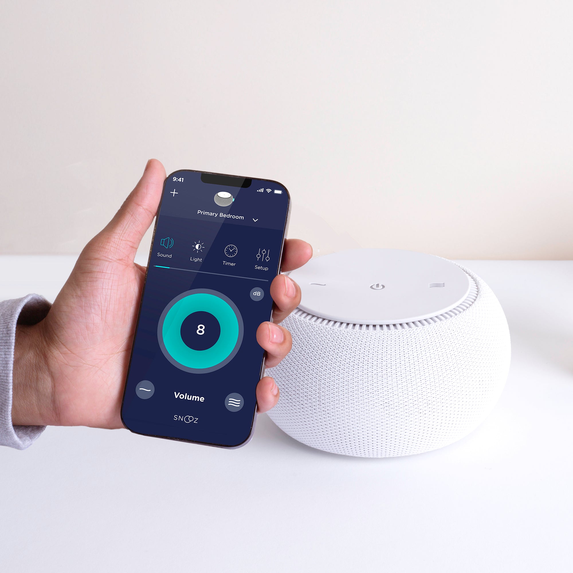 SNOOZ Smart White Noise Machine - Real Fan Inside for Non-Looping White  Noise Sounds - App-Based Remote Control, Sleep Timer, and Night Light -  Cloud