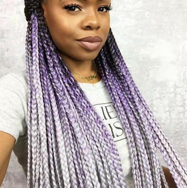 purple ombre hair on black women